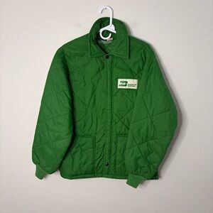 Vintage Big Smith Burlington Northern Green Quilted Bomber Jacket medium coat
